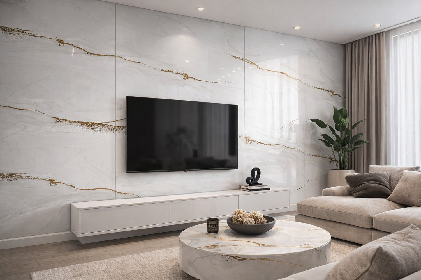 White Gold Vein Mármol PVC