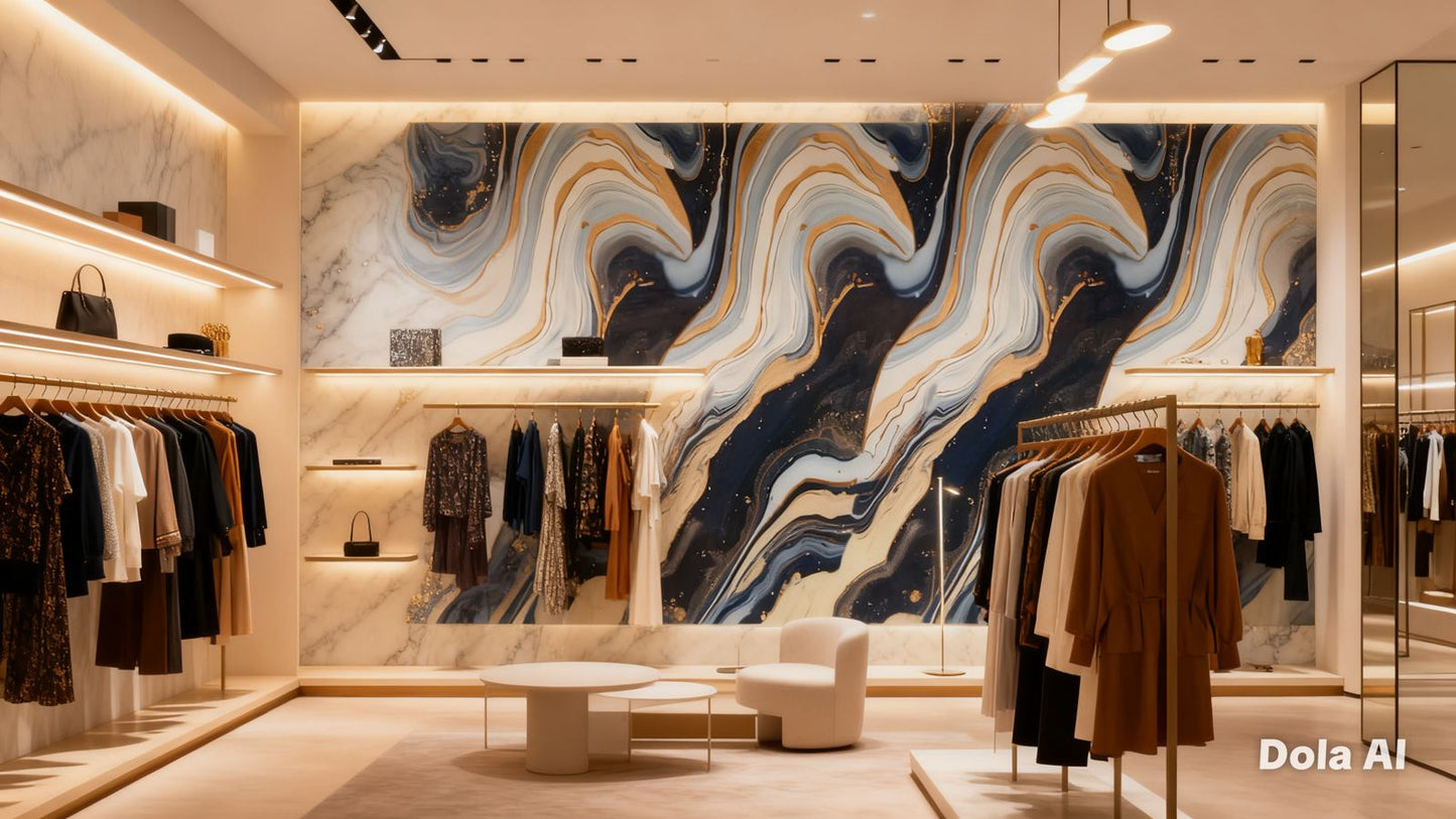 Rollo Mármol Adhesivo PVC - Blue Gold Abstracto | Importamall Ecuador