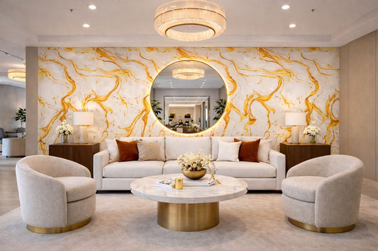 Rollo Mármol Adhesivo PVC - White Gold Flow