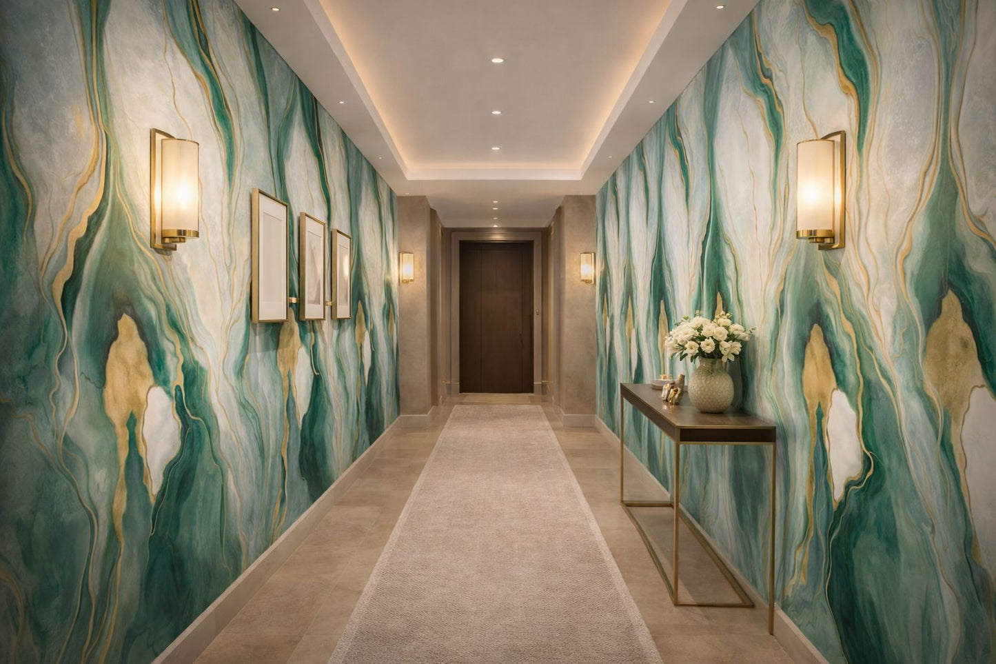 Rollo Mármol Adhesivo PVC - Emerald Gold Flow