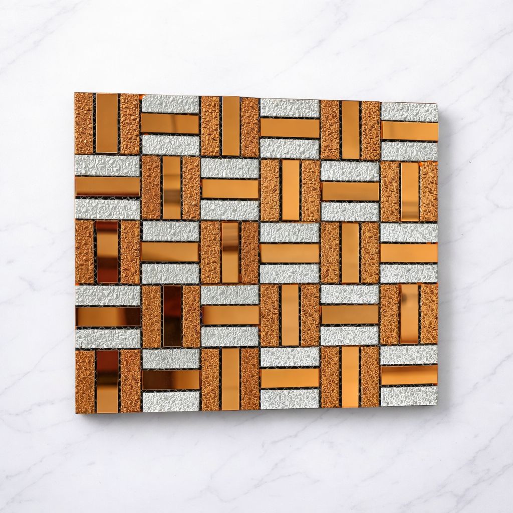 ✨ Mosaico Decorativo Premium Cobre y Plateado 30 x 30 cm Código 3981 Autoadhesivo en Guayaquil Ecuador | Importamall