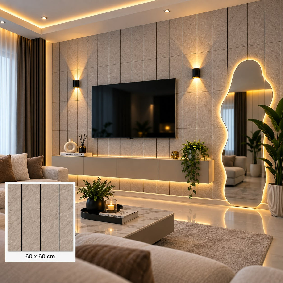 Adhesivo Decorativo 60x60 cm Beige Texturizado