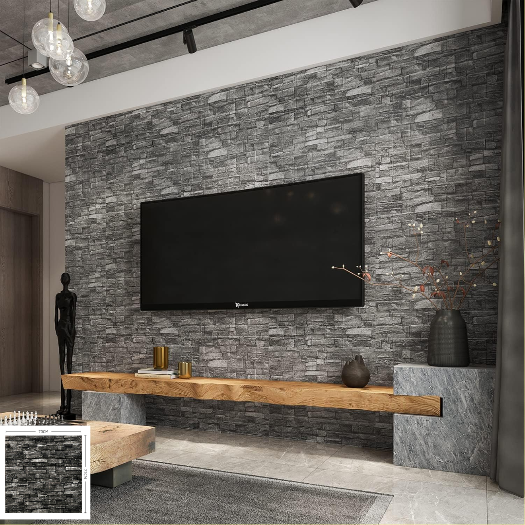 Panel Adhesivo 3D Piedra Gris Oxford – 70x77 cm