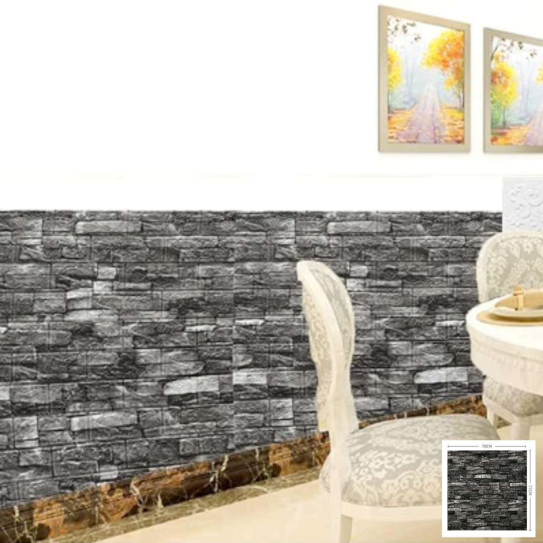 Panel Adhesivo 3D Piedra Gris Oxford – 70x77 cm