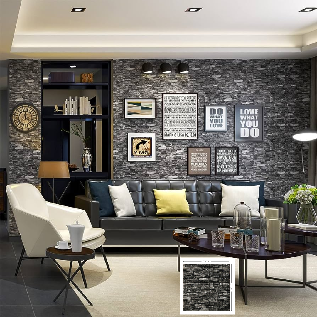 Panel Adhesivo 3D Piedra Gris Oxford – 70x77 cm