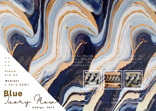 Rollo Mármol Adhesivo PVC - Blue Gold Abstracto  | Importamall Ecuador