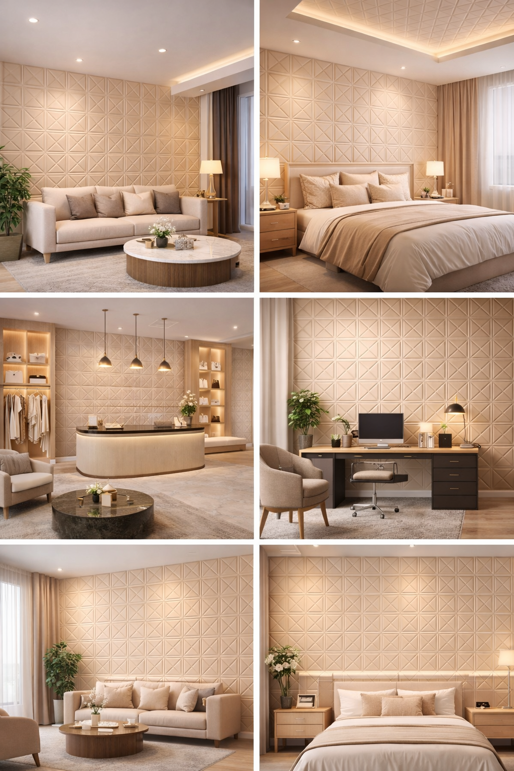 Panel Adhesivo 3D Beige Apliques y Tumbado 70x70 cm
