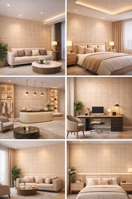 Panel Adhesivo 3D Beige Apliques y Tumbado 70x70 cm