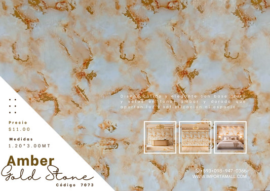 Rollo Mármol Adhesivo PVC -  Onyx Beige Gold  | Importamall Ecuador