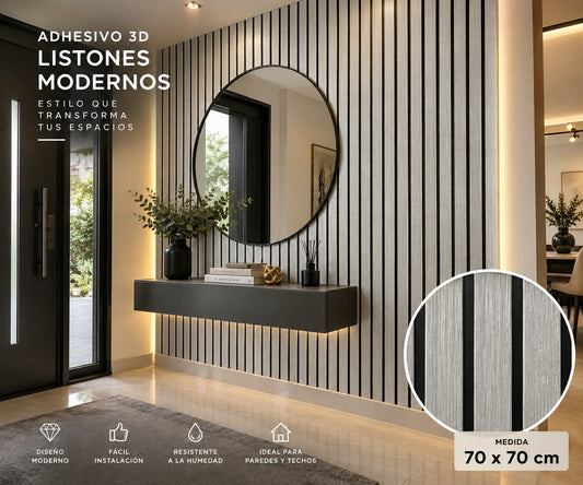 Adhesivo 3D Ranurado Autoadhesivo para Pared – Decoración Moderna 70 × 70 cm