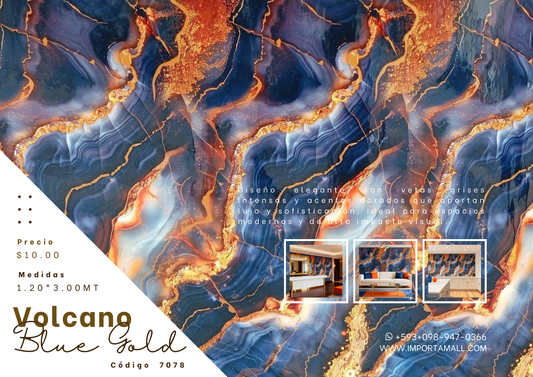 Rollo Marmol Adhesivo PVC – Blue Gold Flow