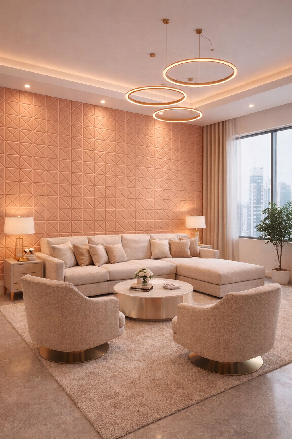 Panel Adhesivo 3D Durazno Apliques y Tumbado 70x70 cm