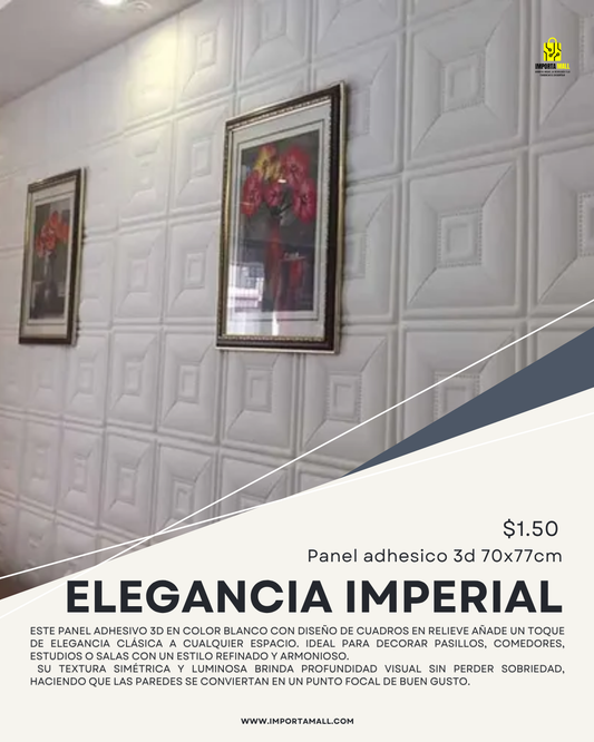 Panel Adhesivo 3D Elegancia Imperial Blanco – 70x77 cm