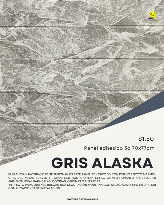 Panel Adhesivo 3D  Gris Alaska 70*70CM