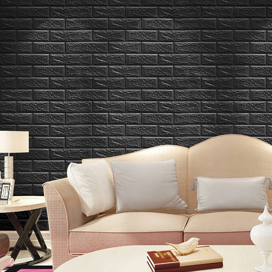 Panel Adhesivo 3D Negro – 70x77 cm