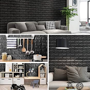 Panel Adhesivo 3D Negro – 70x77 cm