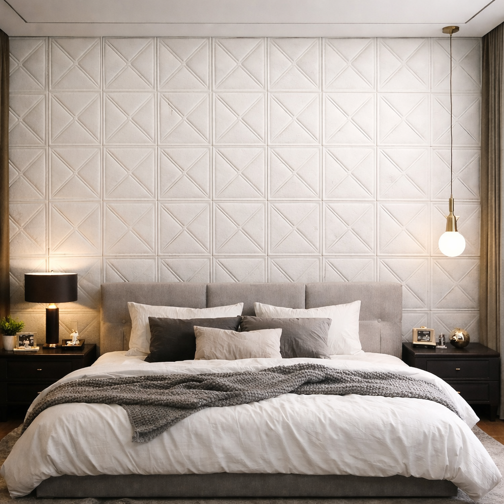 Panel Adhesivo 3D Blanco Apliques y Tumbado 70x70 cm