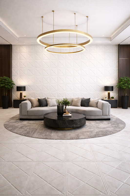 Panel Adhesivo 3D Blanco Apliques y Tumbado 70x70 cm