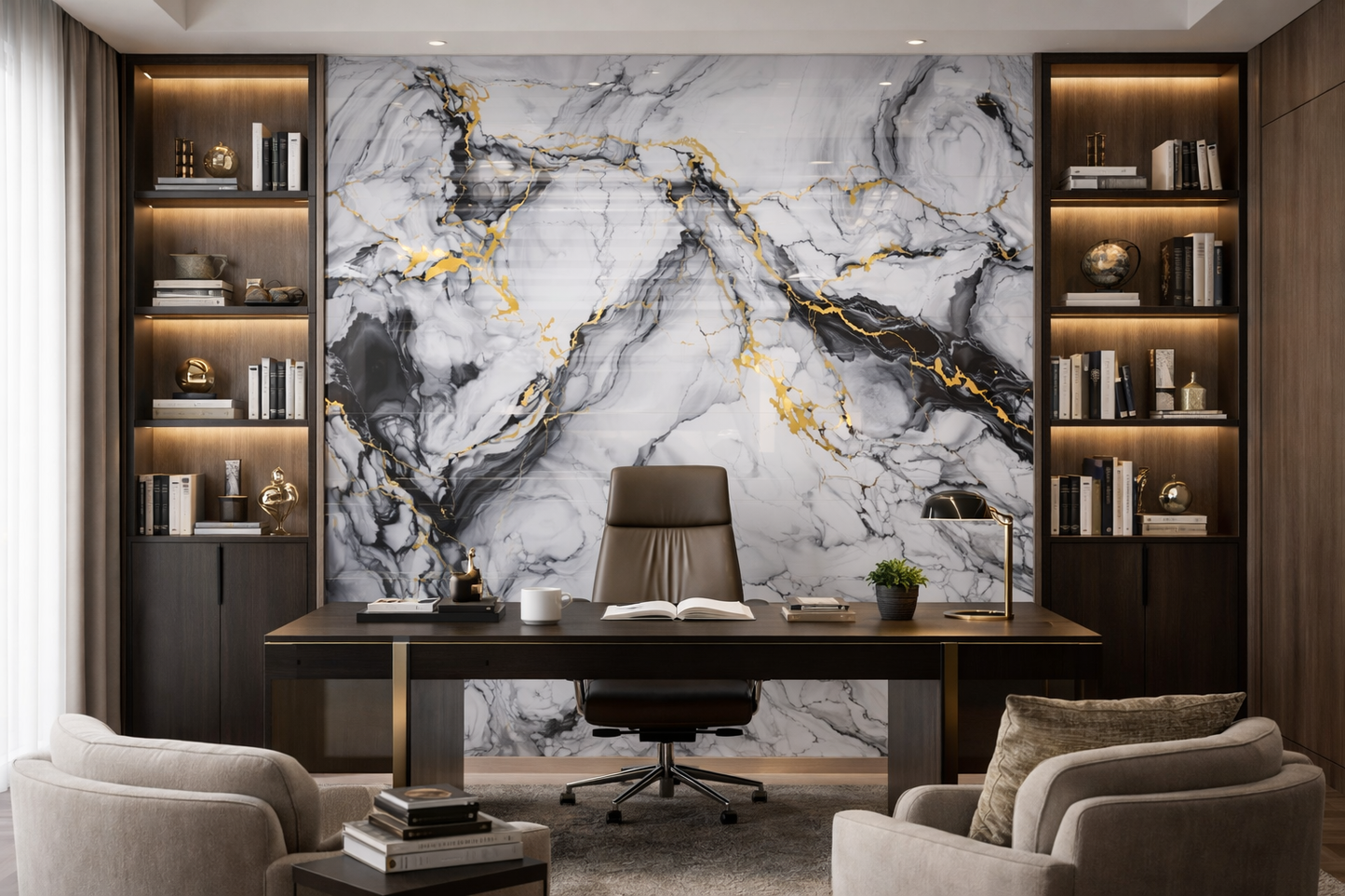 Platinum Gold Vein Mármol PVC