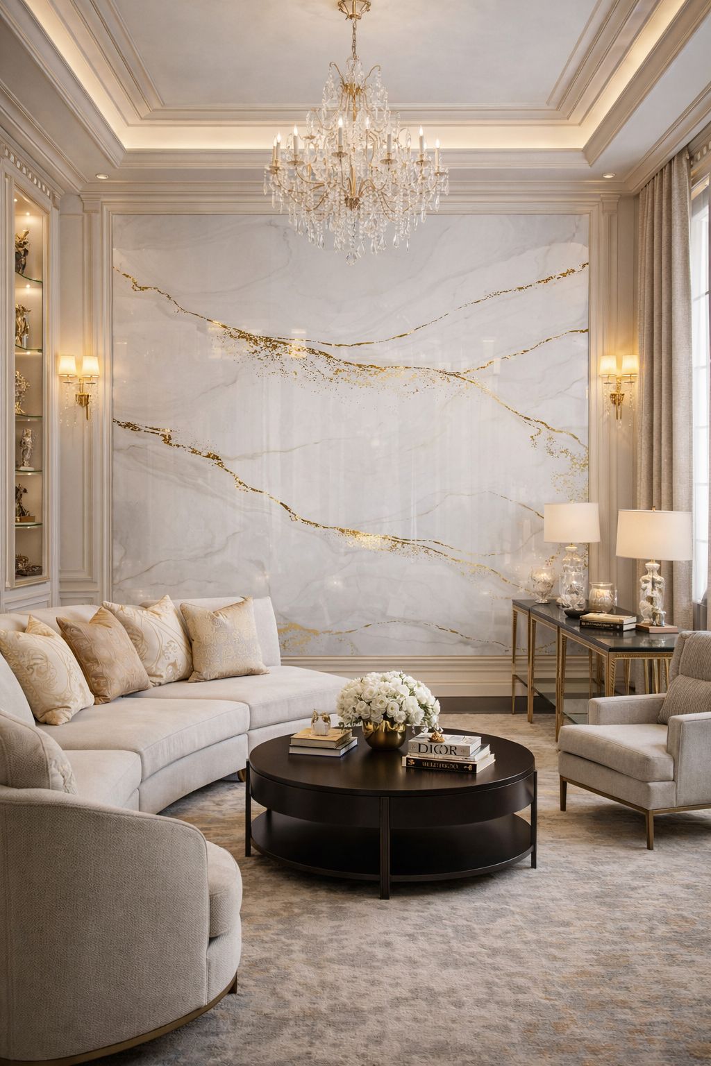 White Gold Vein Mármol PVC