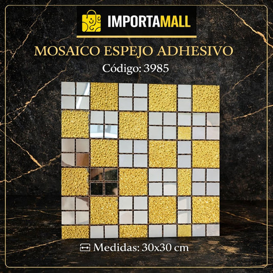✨ Mosaico Decorativo Dorado y Espejo 30 x 30 cm Código 3985 Autoadhesivo en Guayaquil Ecuador | Importamall