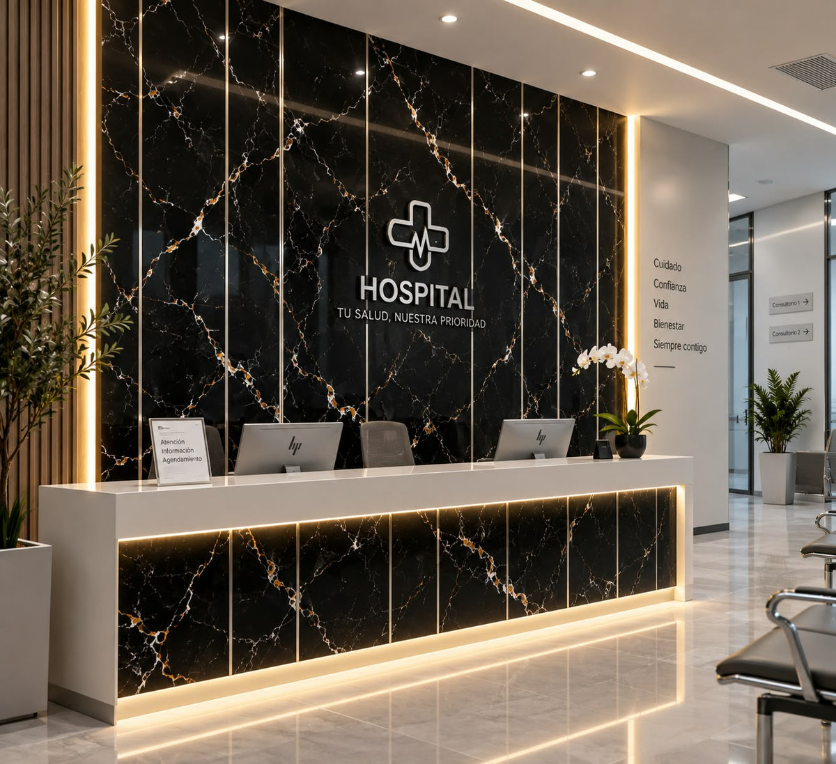 Panel Decorativo Mármol Negro con Vetas Doradas