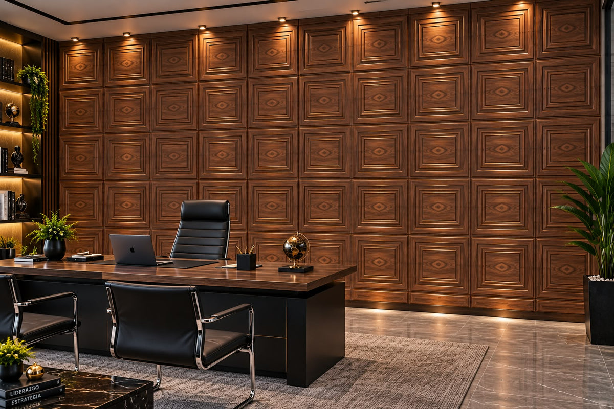 Panel Decorativo 3D Efecto Madera Nogal
