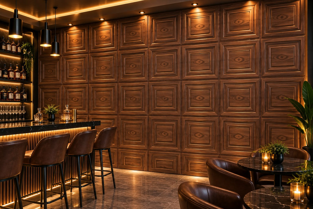 Panel Decorativo 3D Efecto Madera Nogal
