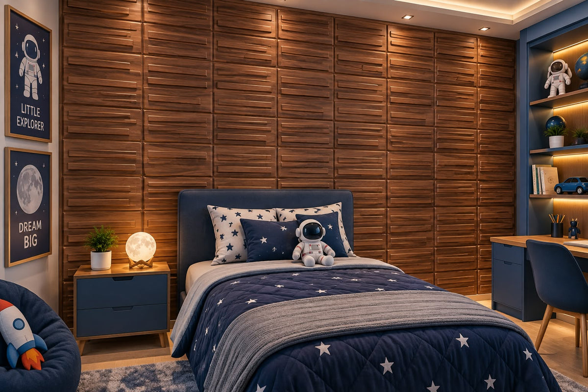 Panel Decorativo 3D Efecto Madera con Listones en Relieve