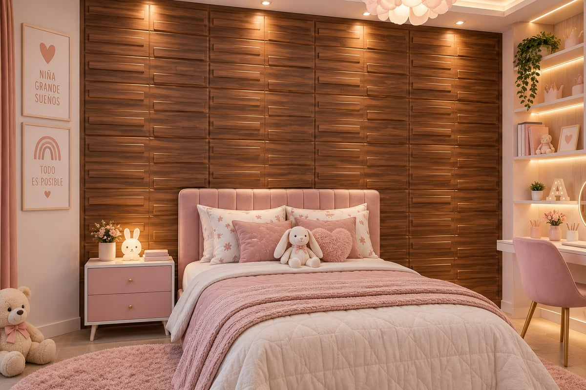 Panel Decorativo 3D Efecto Madera con Listones en Relieve