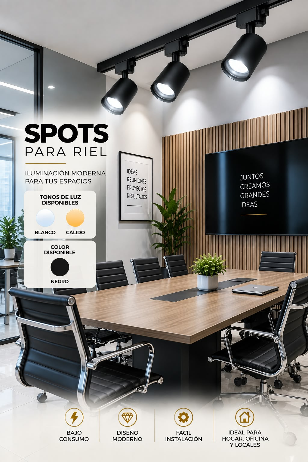 Spot de Luz LED Negro – Iluminación Moderna y Elegante