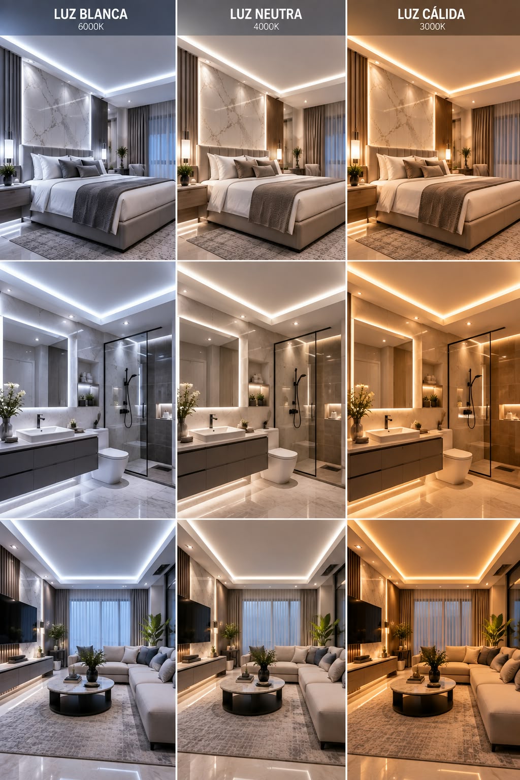 Luz LED 3 Colores – Blanca, Neutra y Cálida