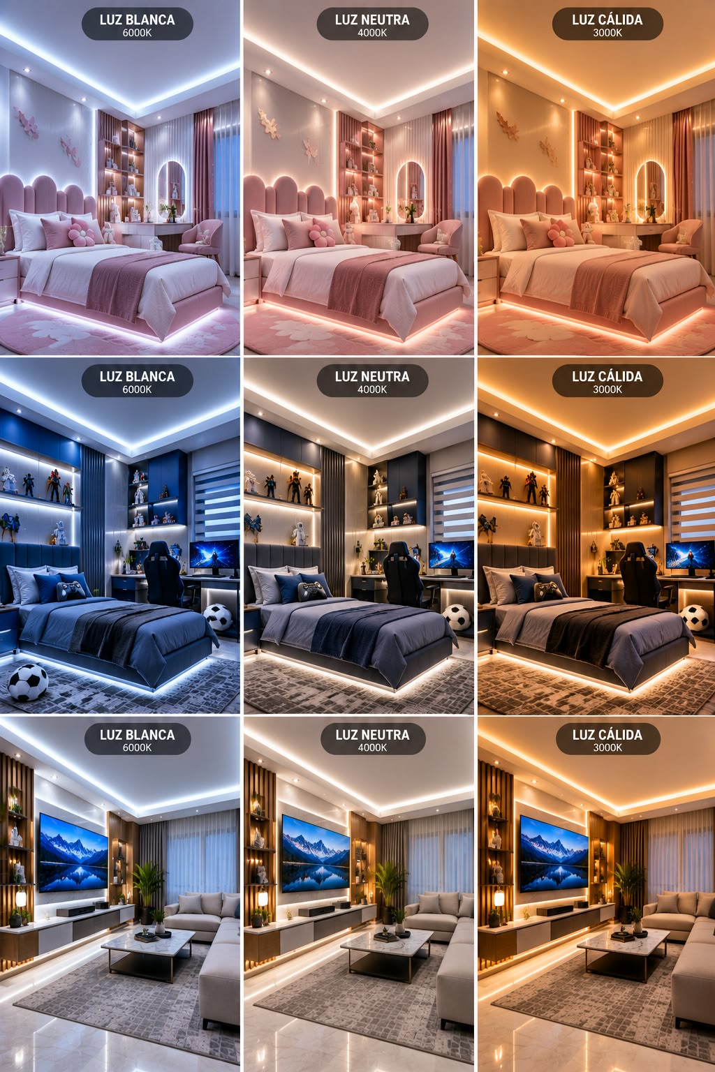 Luz LED 3 Colores – Blanca, Neutra y Cálida