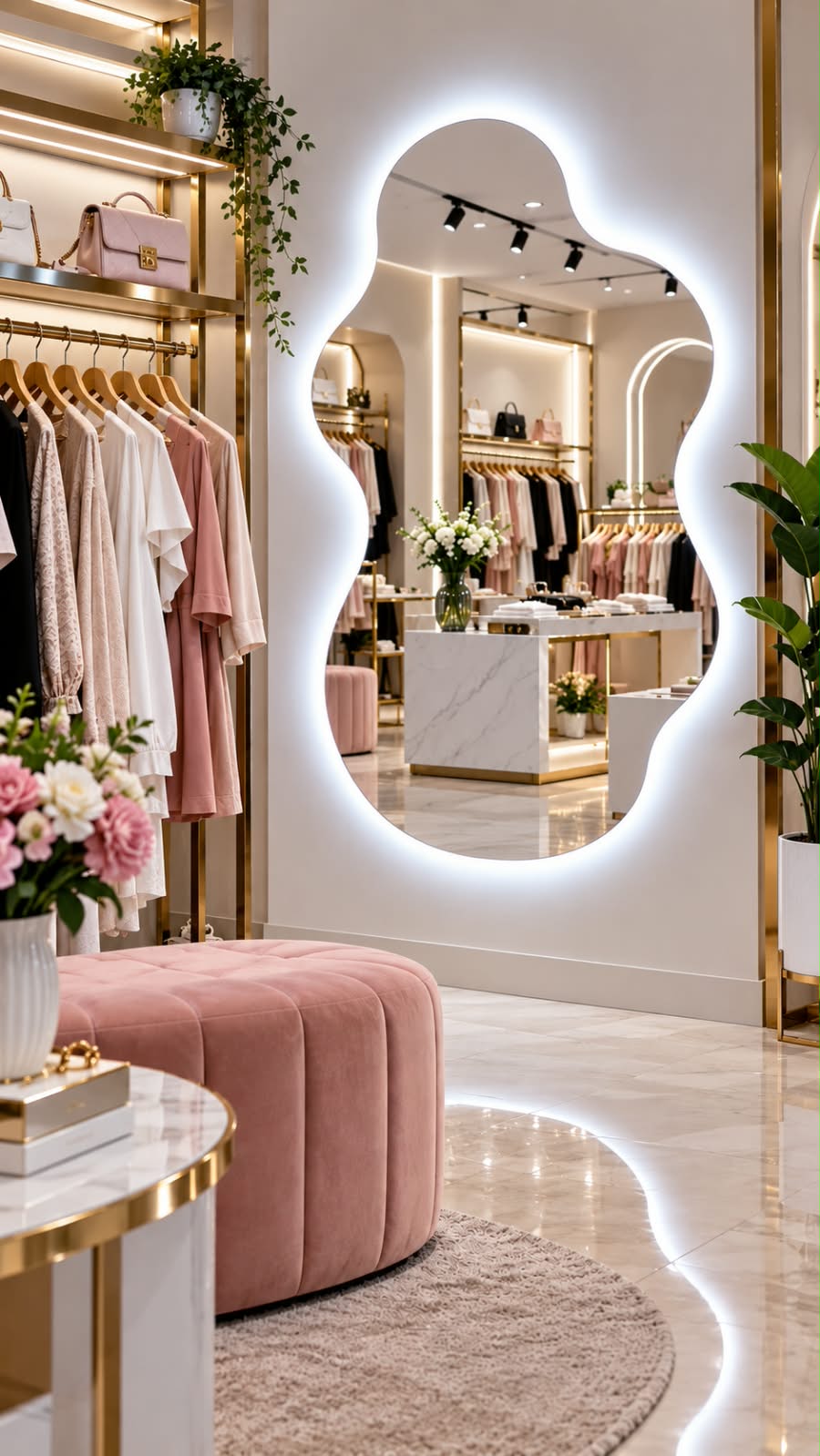 Espejo Decorativo con Luz LED – Blanca y Cálida
