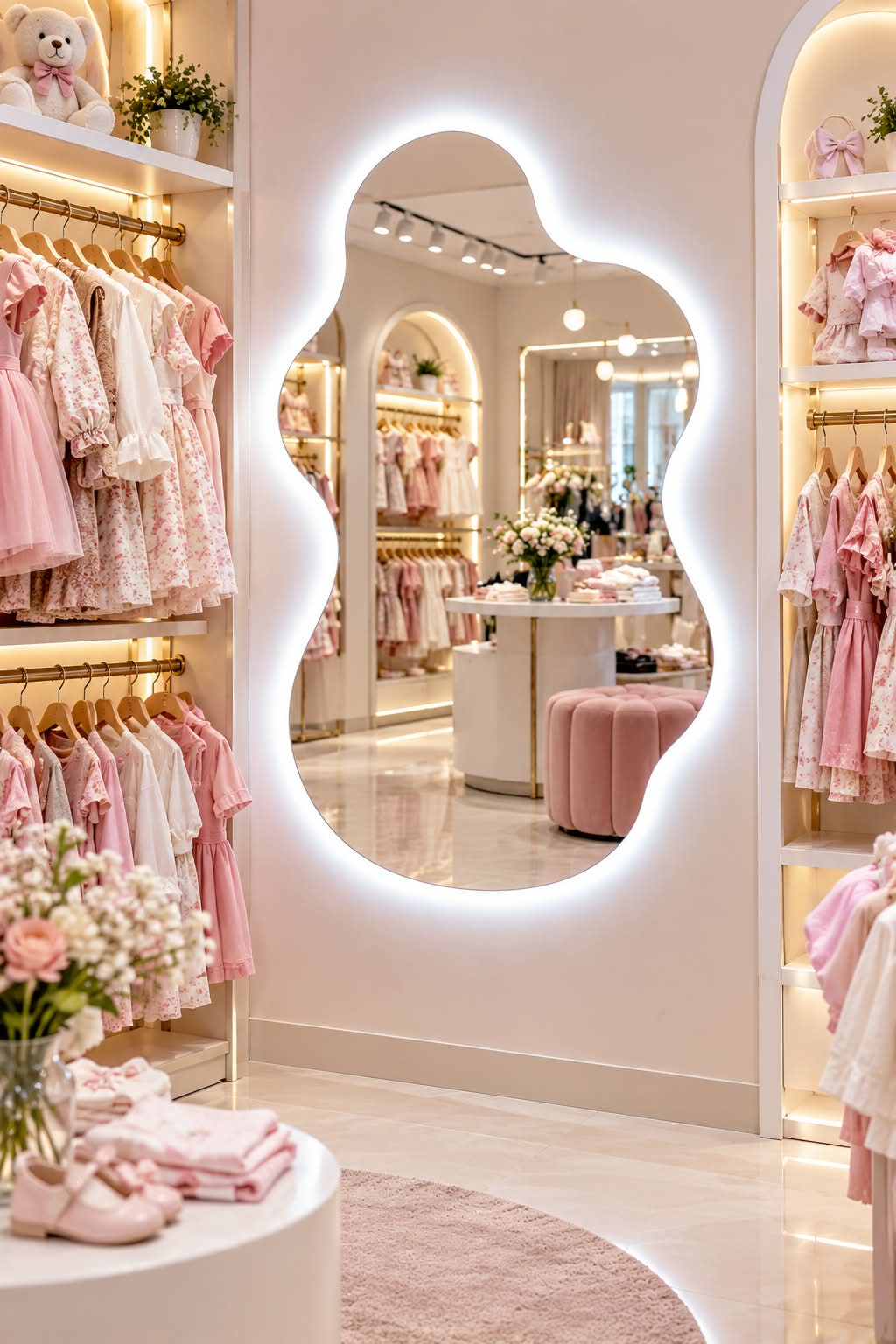 Espejo Decorativo con Luz LED – Blanca y Cálida