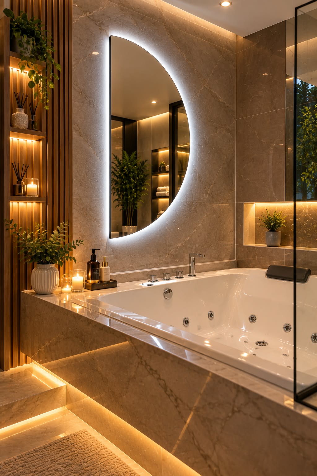 Espejo Decorativo con Luz LED Blanca y Cálida