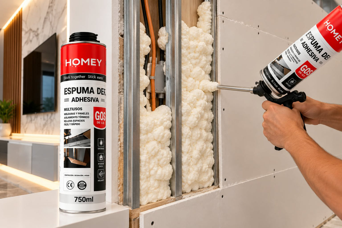 Espuma Adhesiva Homey GOS 750 ml – Espuma de Poliuretano Multiusos