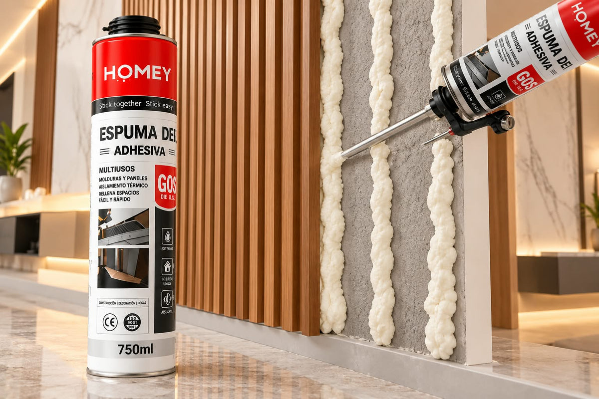 Espuma Adhesiva Homey GOS 750 ml – Espuma de Poliuretano Multiusos