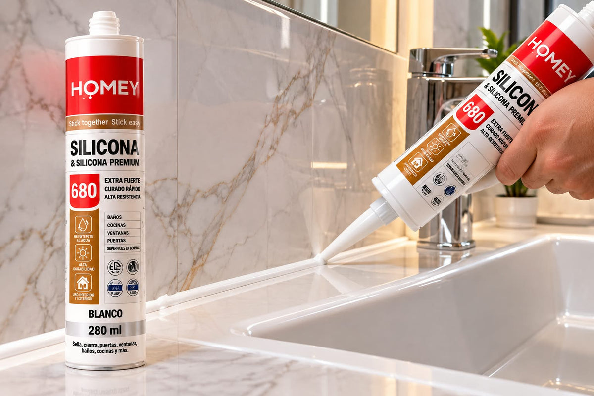 Silicona Premium HOMEY 680 Blanca – 280 ml | Extra Fuerte y Curado Rápido