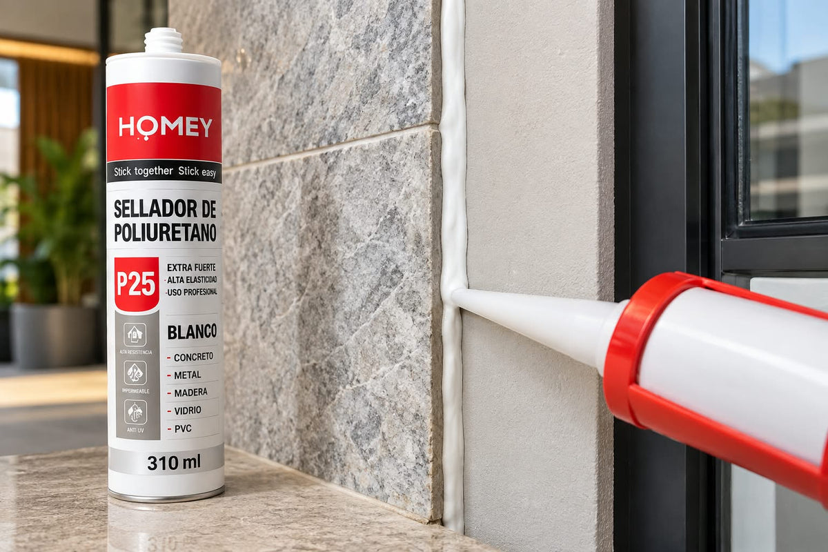Sellador de Poliuretano HOMEY P25 Blanco – 310 ml | Extra Fuerte