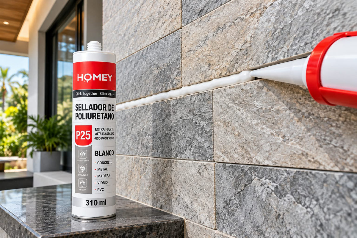 Sellador de Poliuretano HOMEY P25 Blanco – 310 ml | Extra Fuerte
