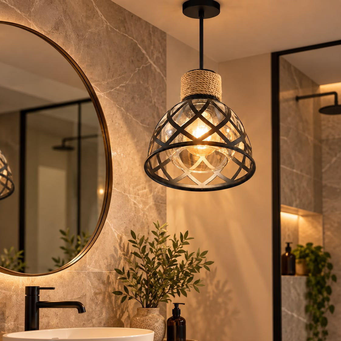 Lámpara Colgante Decorativa Moderna con Detalle de Yute