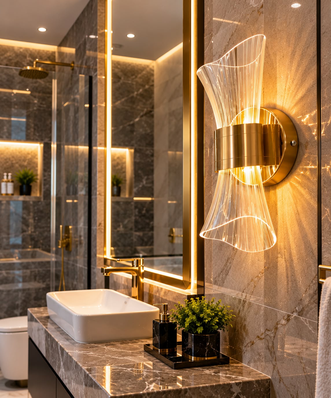 Lámpara de Pared LED Decorativa Dorada de Diseño Moderno