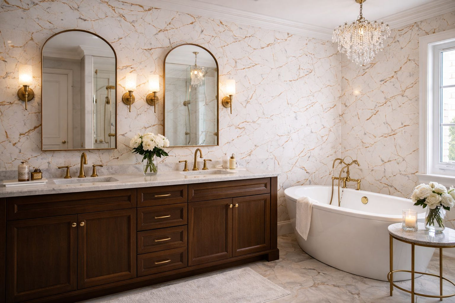 Rollo Marmol Adhesivo PVC – Mármol Carrara Dorado Soft  | Importamall Ecuador