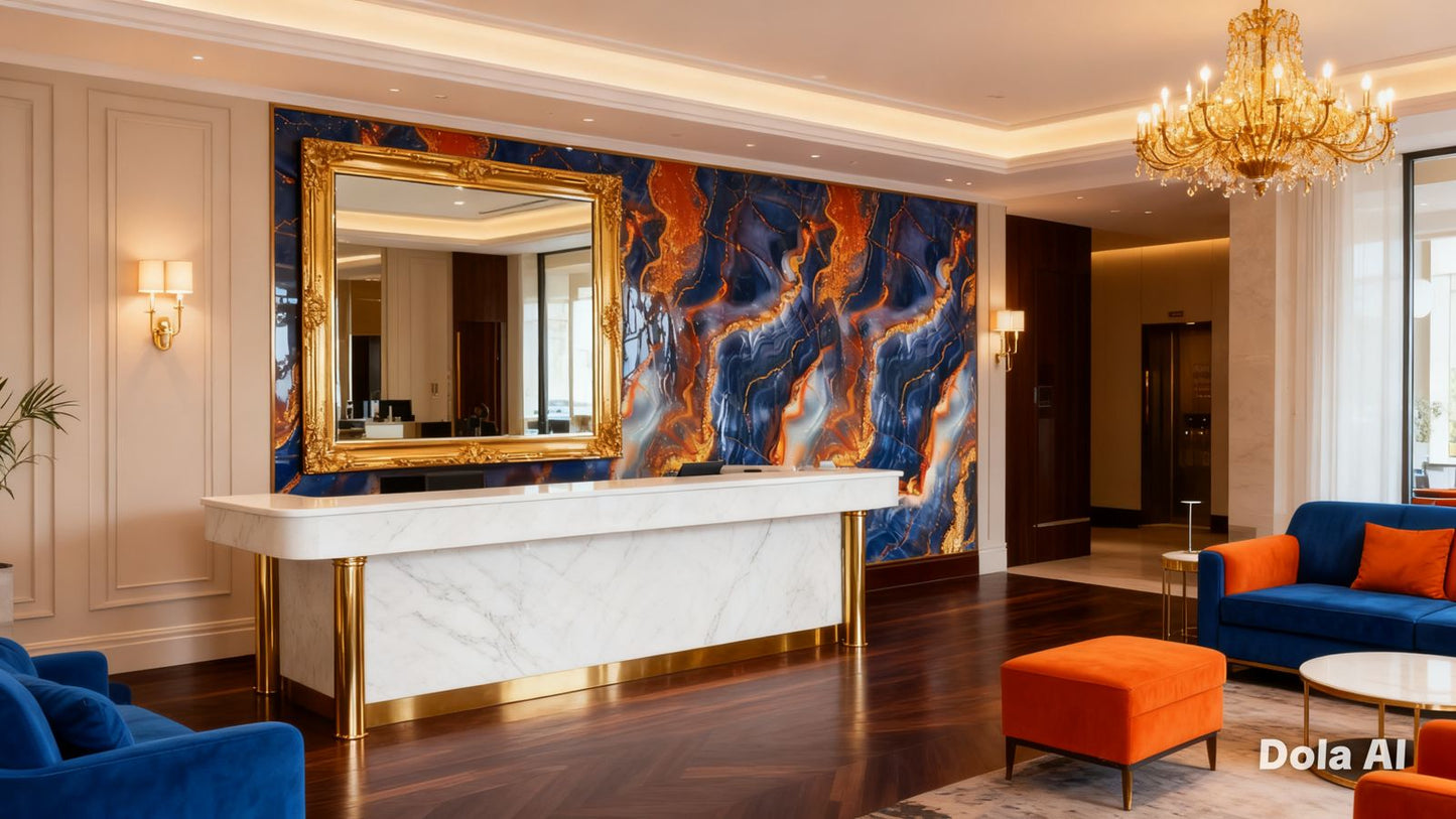 Rollo Marmol Adhesivo PVC – Blue Gold Flow