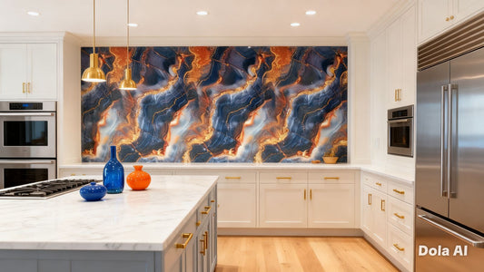 Rollo Marmol Adhesivo PVC – Blue Gold Flow