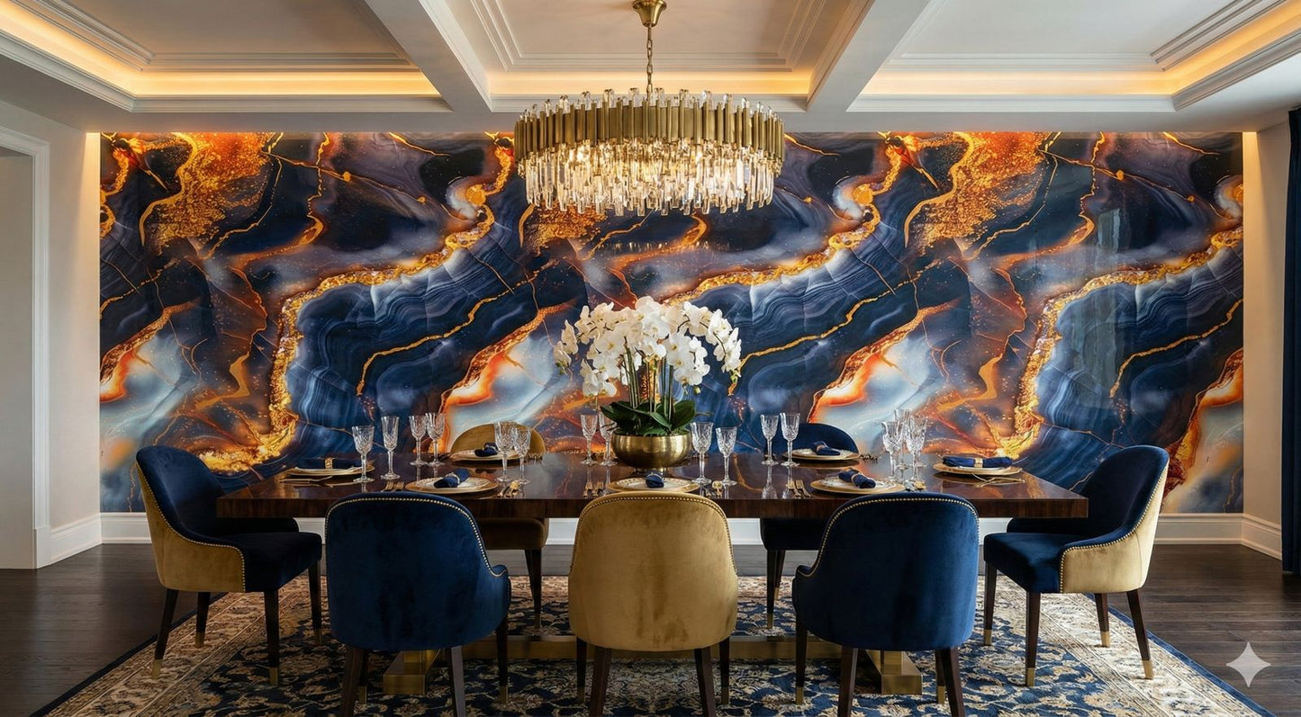 Rollo Marmol Adhesivo PVC – Blue Gold Flow