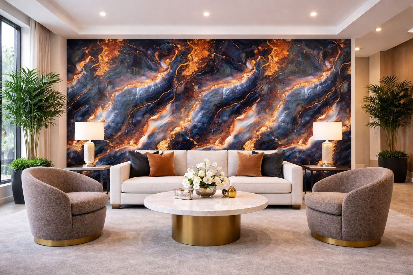 Rollo Marmol Adhesivo PVC – Blue Gold Flow