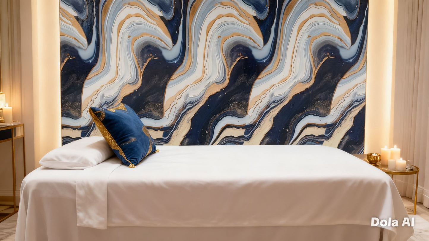 Rollo Mármol Adhesivo PVC - Blue Gold Abstracto  | Importamall Ecuador