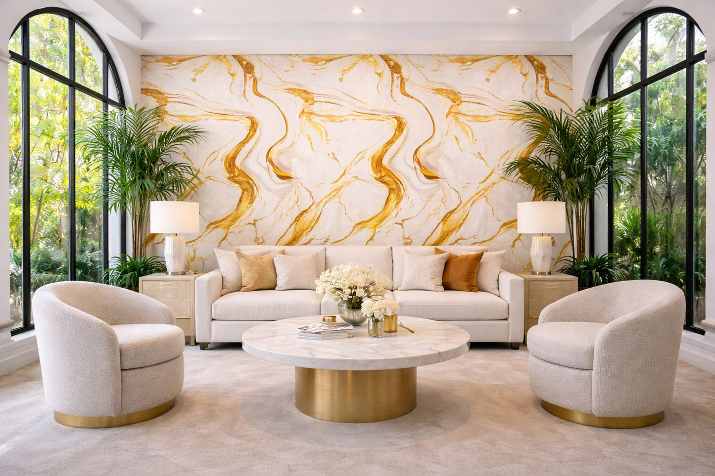 Rollo Mármol Adhesivo PVC -  White Gold Flow